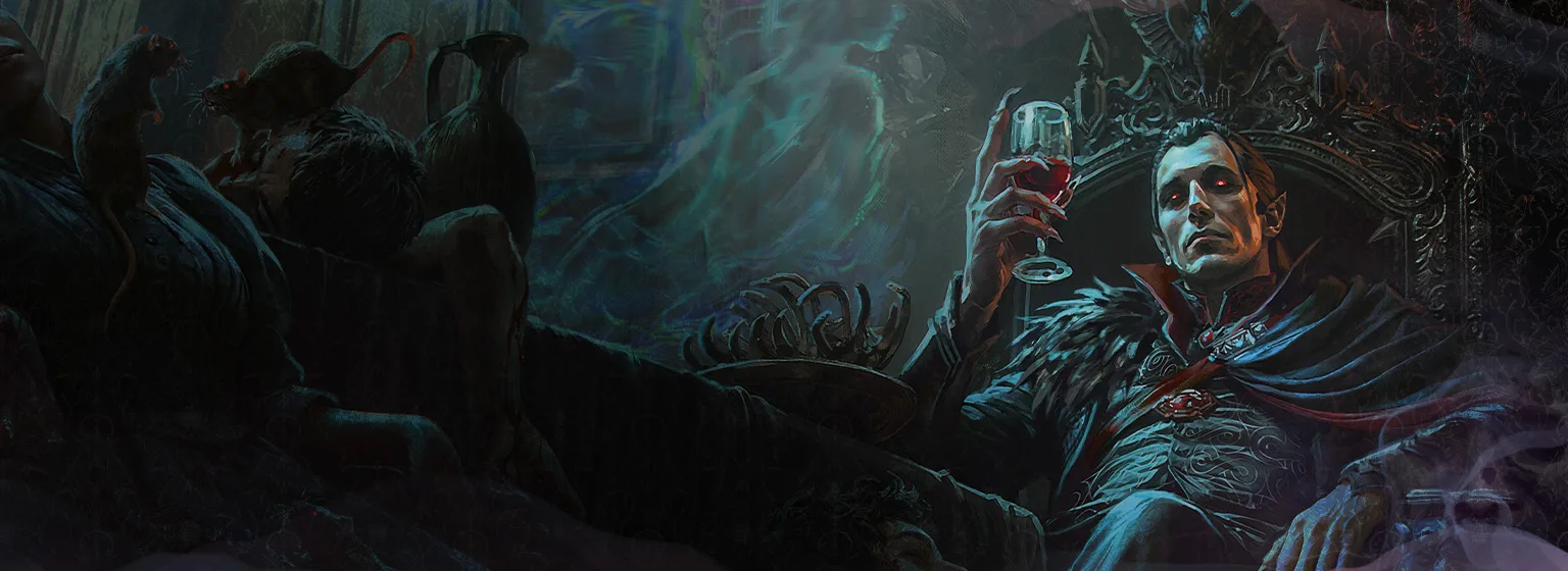 Strahd op zijn troon in Ravenloft
